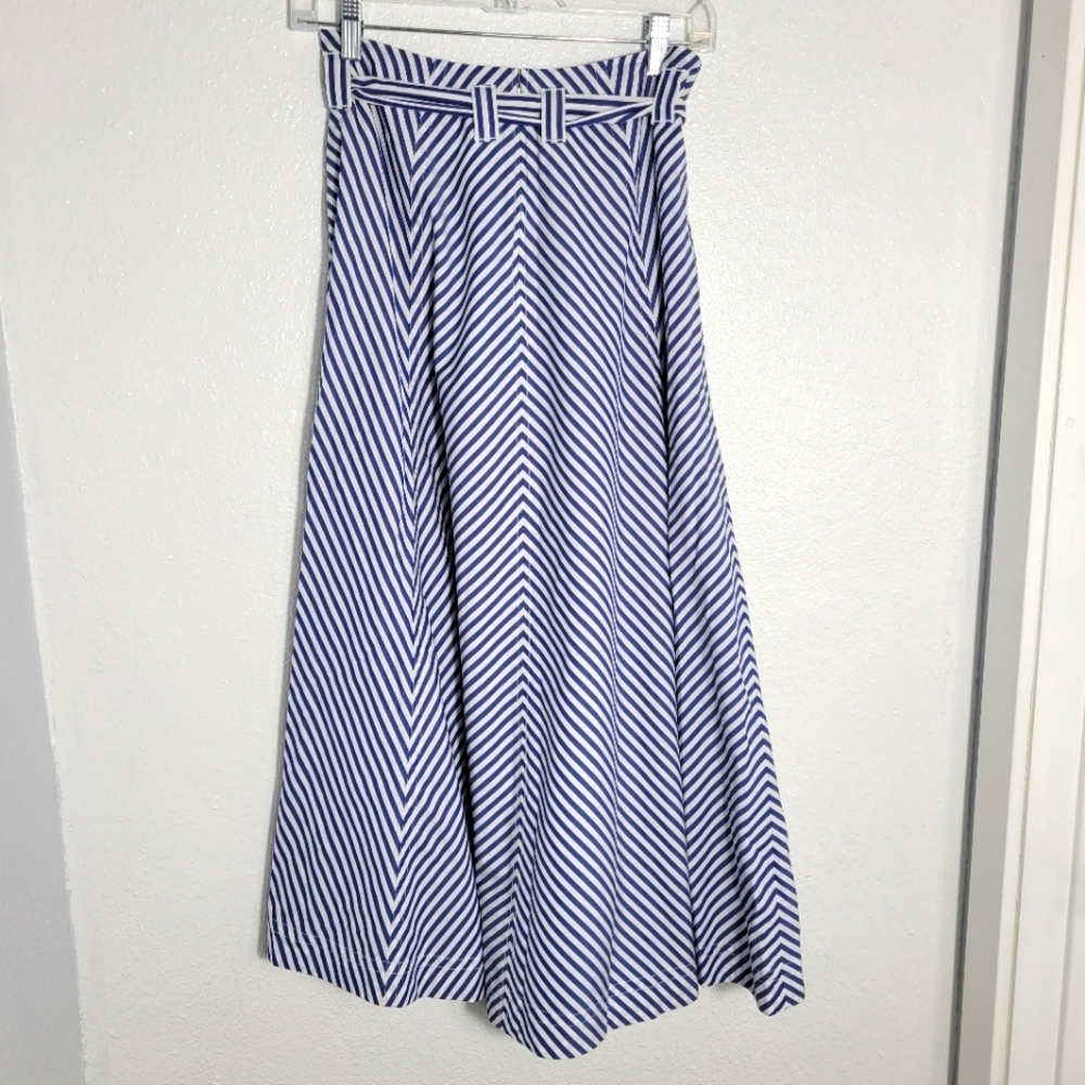 Madewell Poplin Flared Midi Skirt in Stripe, SZ 4, NWOT NO935 - Picture 7 of 10